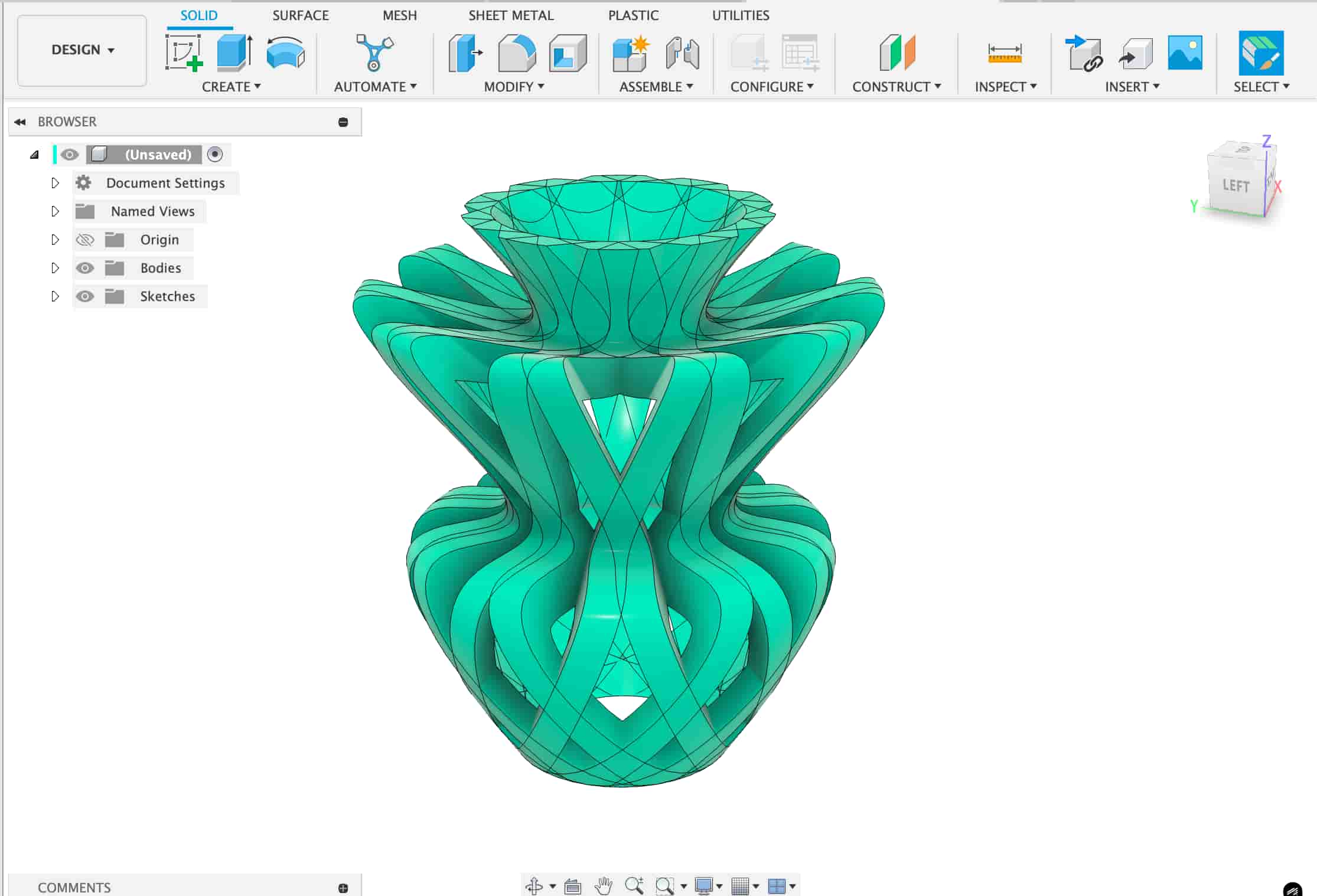Final patterned vase in Fusion 360