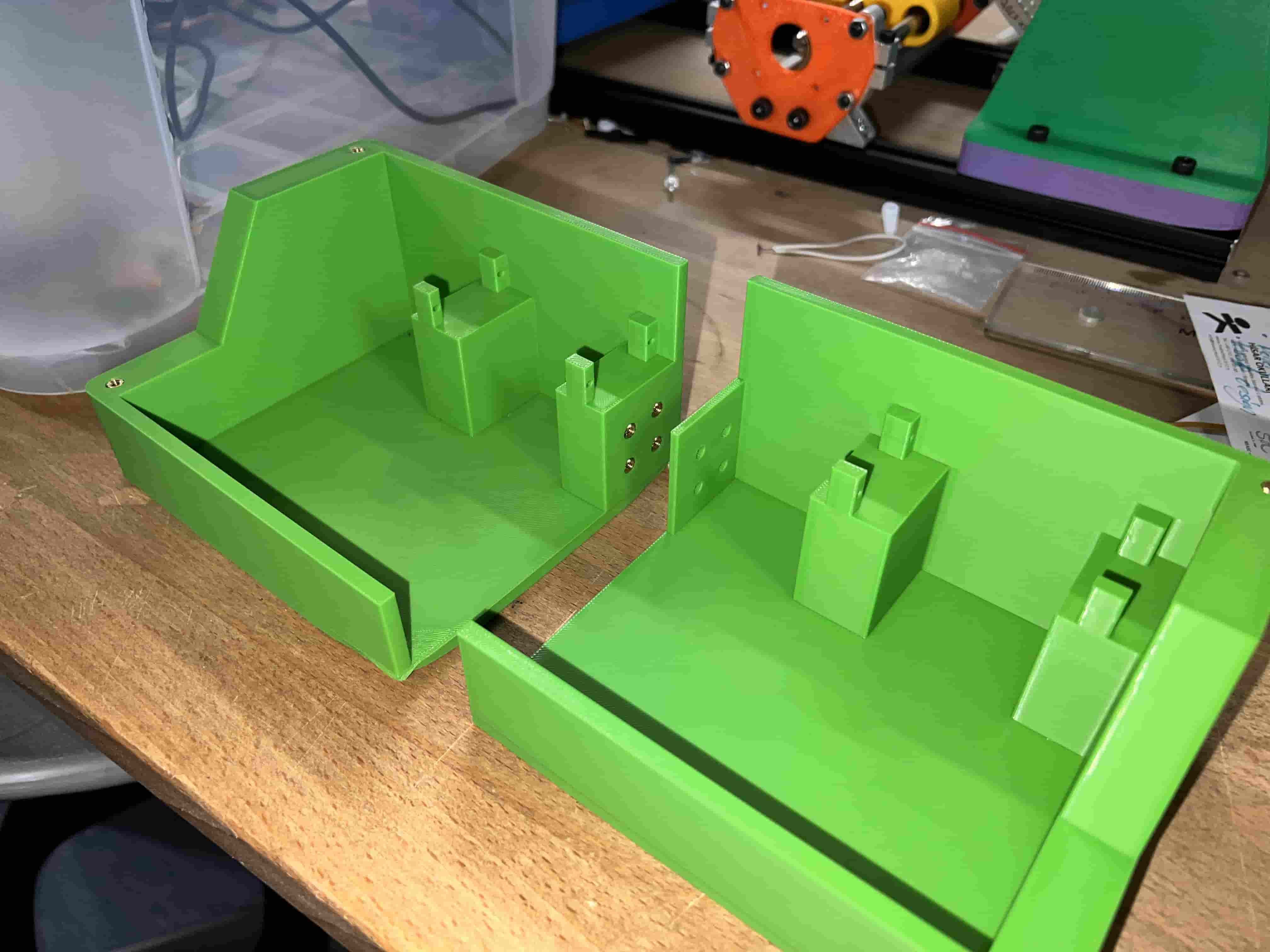 Close-up of servo mount pillars and insert holes