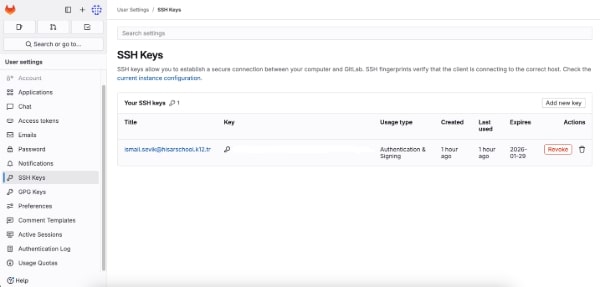SSH Key Setup in GitLab