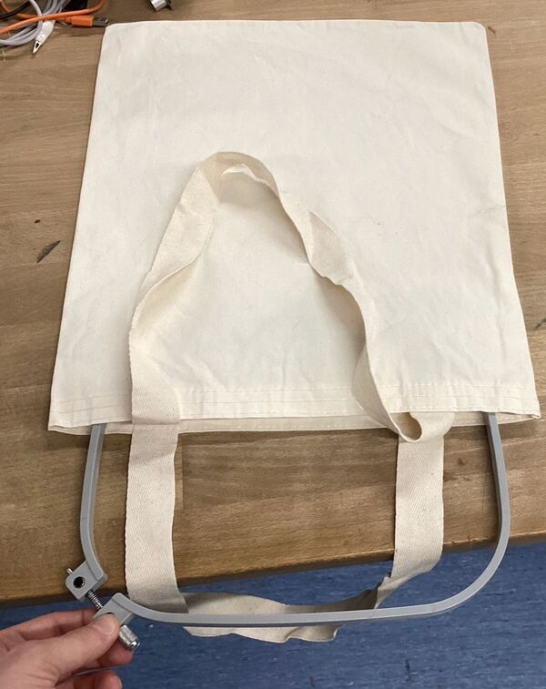 Canvas tote bag selected for embroidery