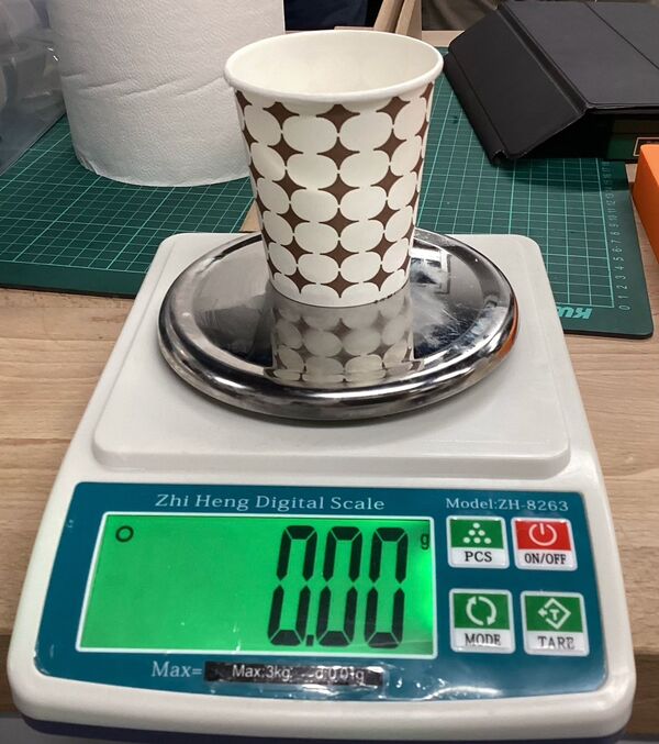 Tared Scale with Empty Cup