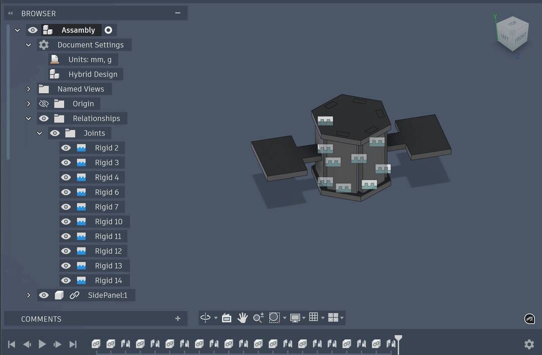 Final assembly including the satellite body and solar panel wings.