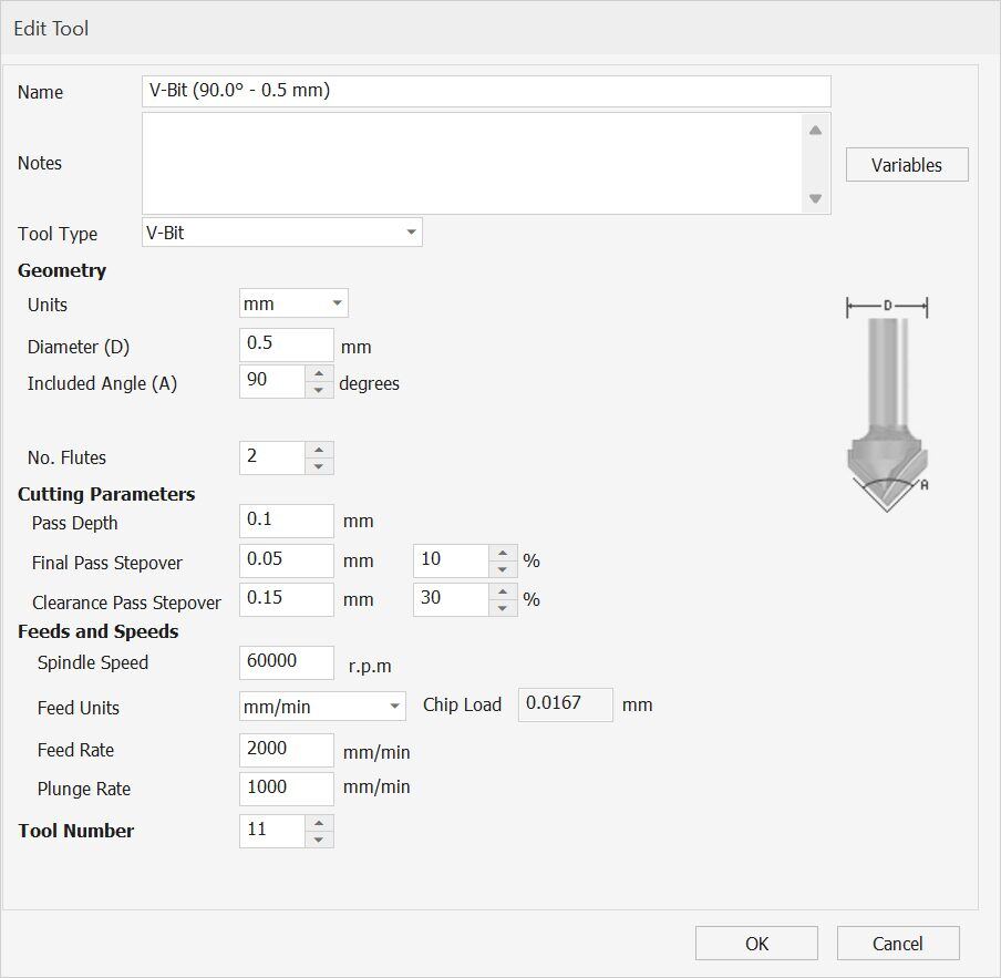 V bit tool configuration