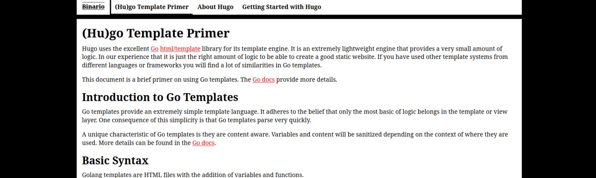 page being black and white with red for links and serif font