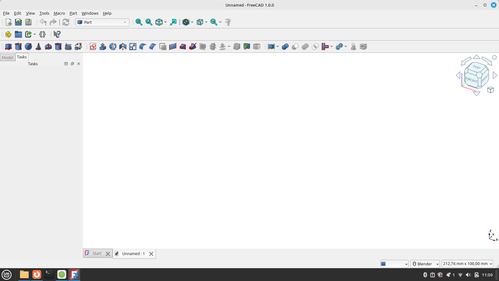 Standard FreeCAD interface