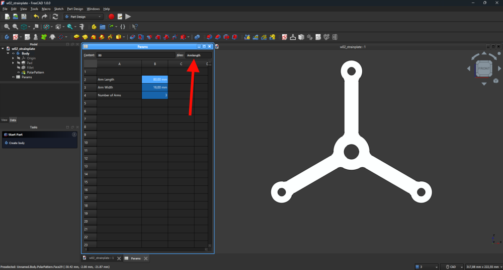 FreeCad parametric design