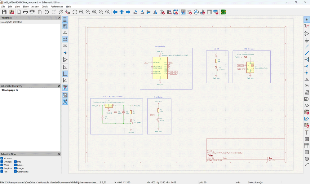 KiCAD schematic drafting