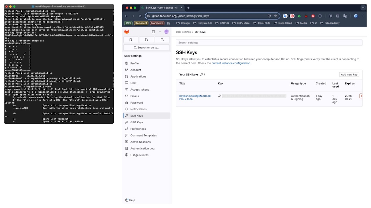 Setting SSH key on GitLab