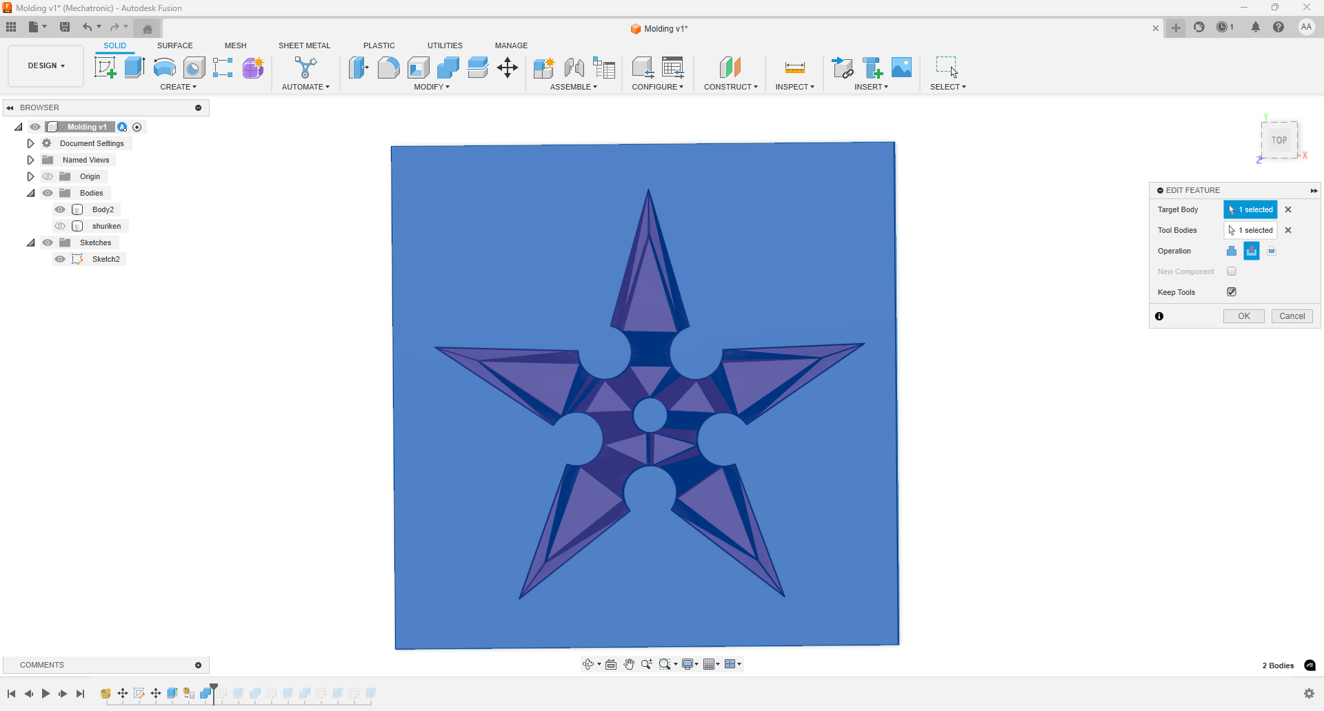 Combine Cut operation in Fusion 360