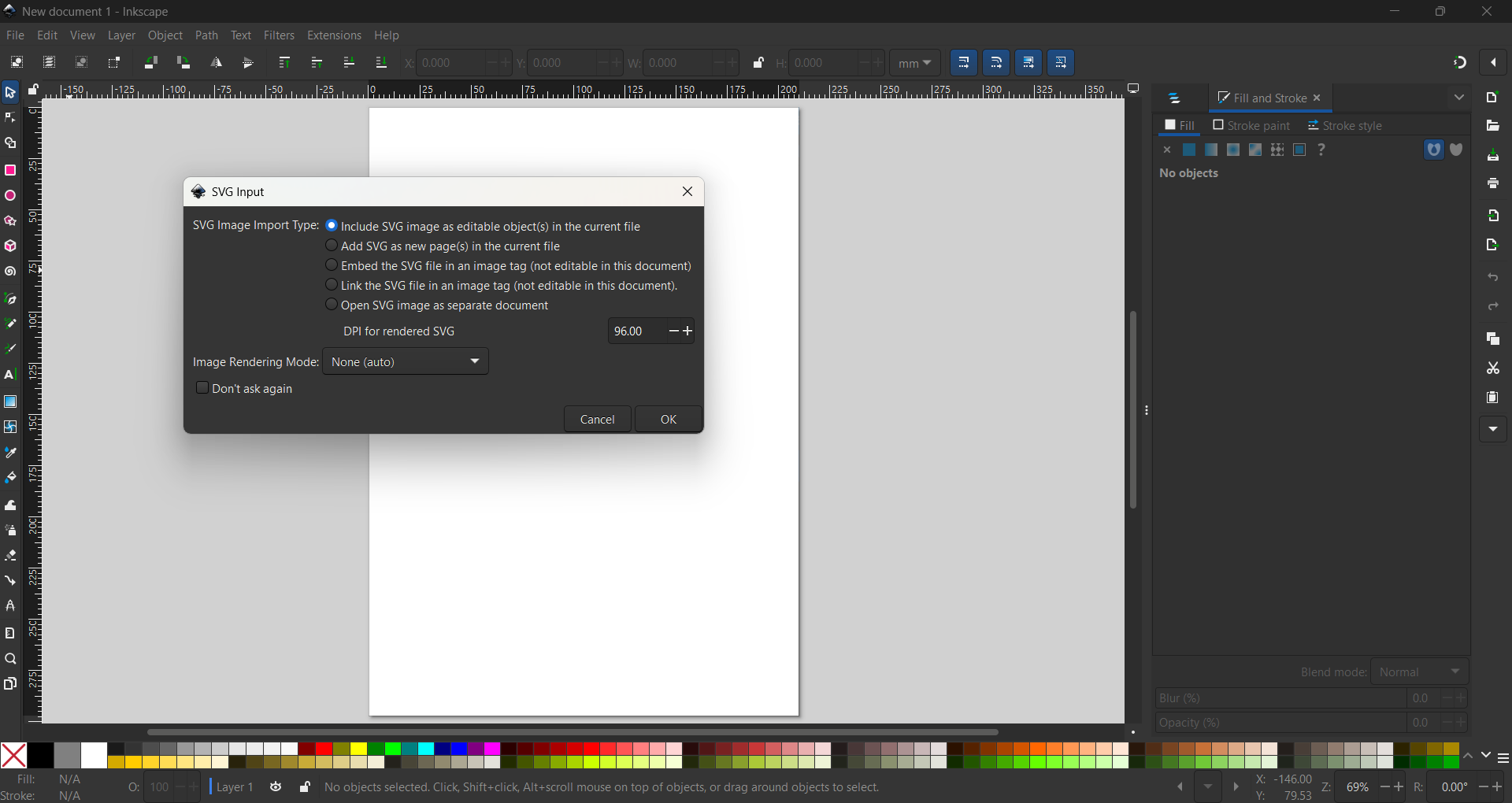 Import SVG as editable object in Inkscape