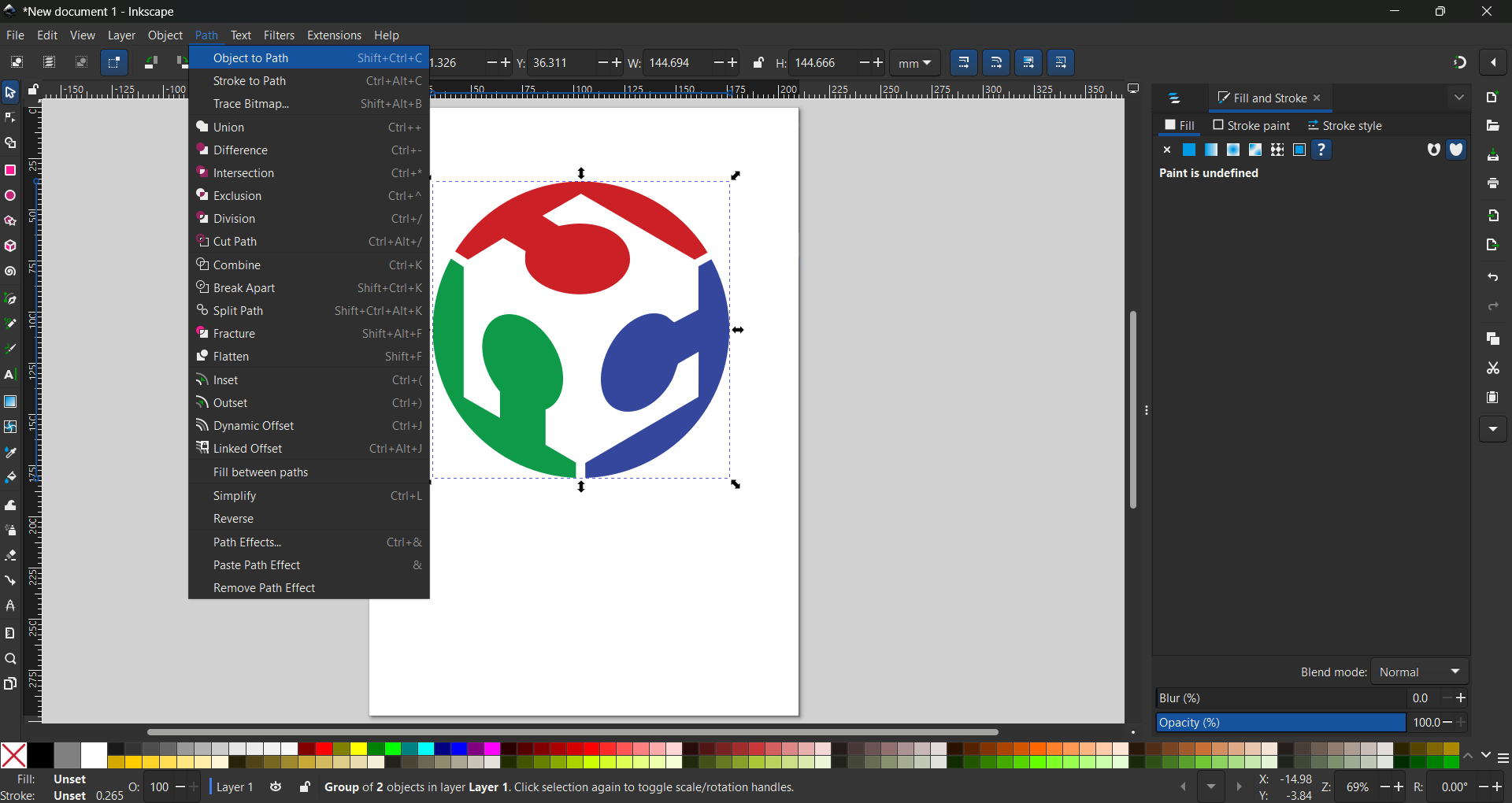 Converting object to path in Inkscape