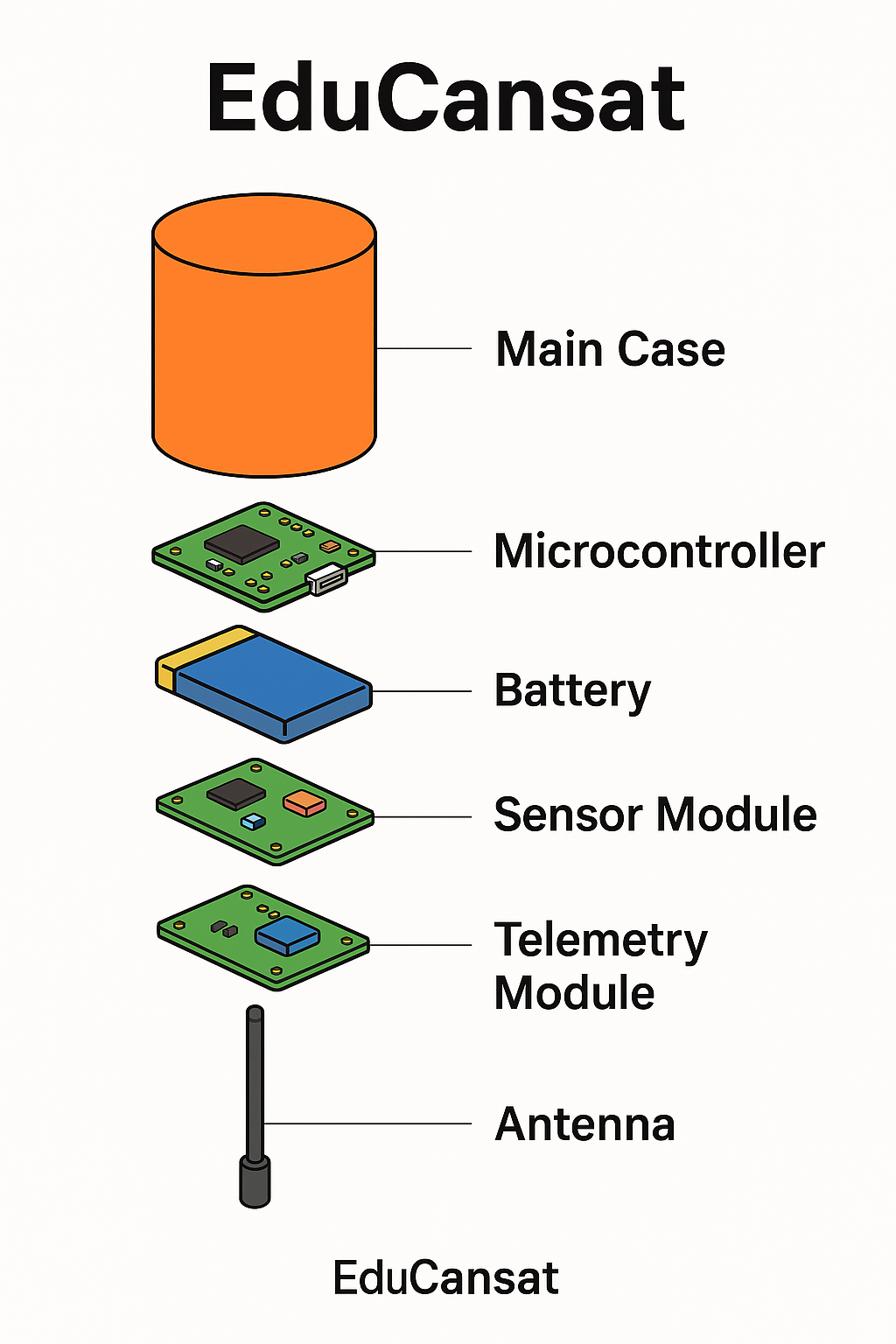 Realistic exploded view EduCansat