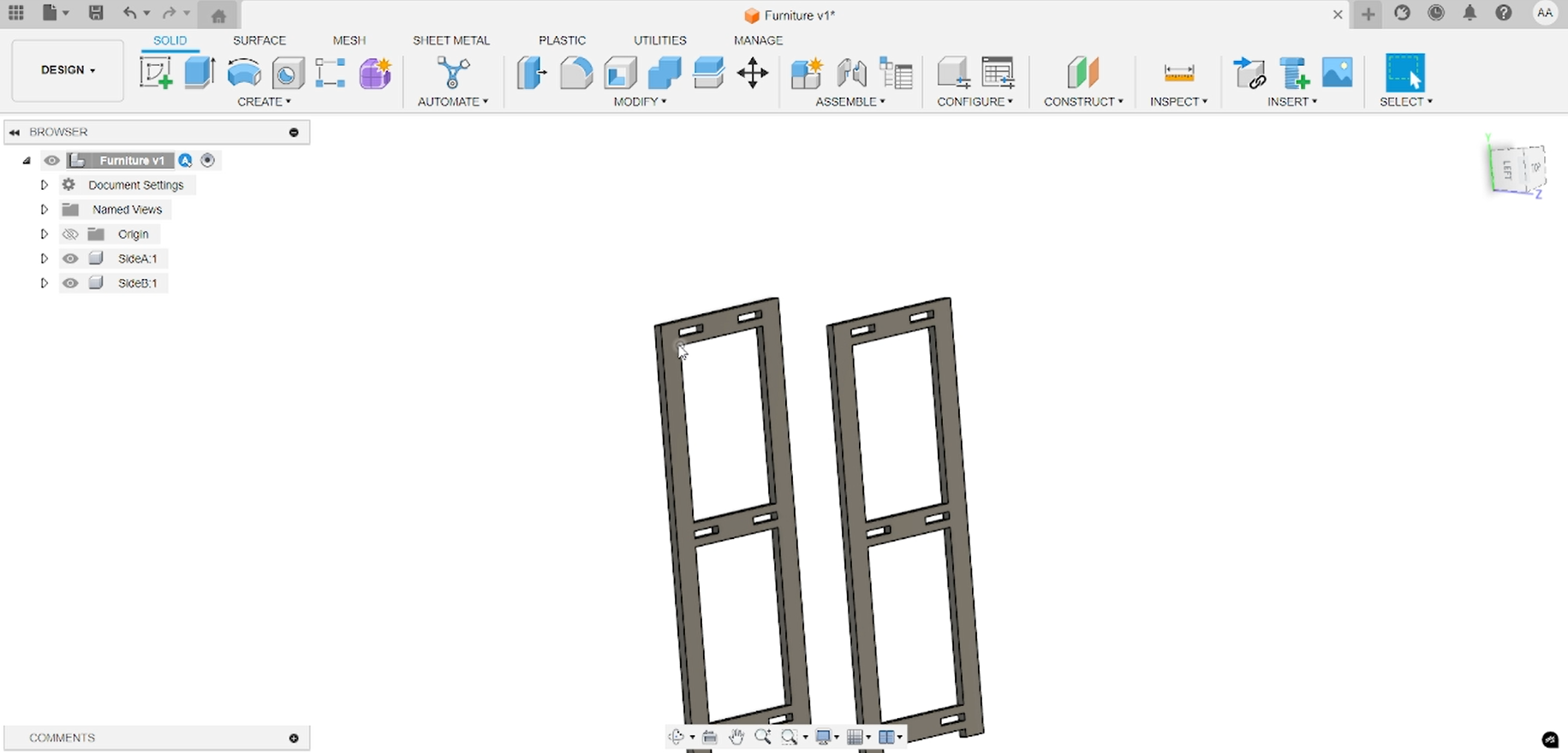 Fusion 360 extruding Panel B to 18mm thickness