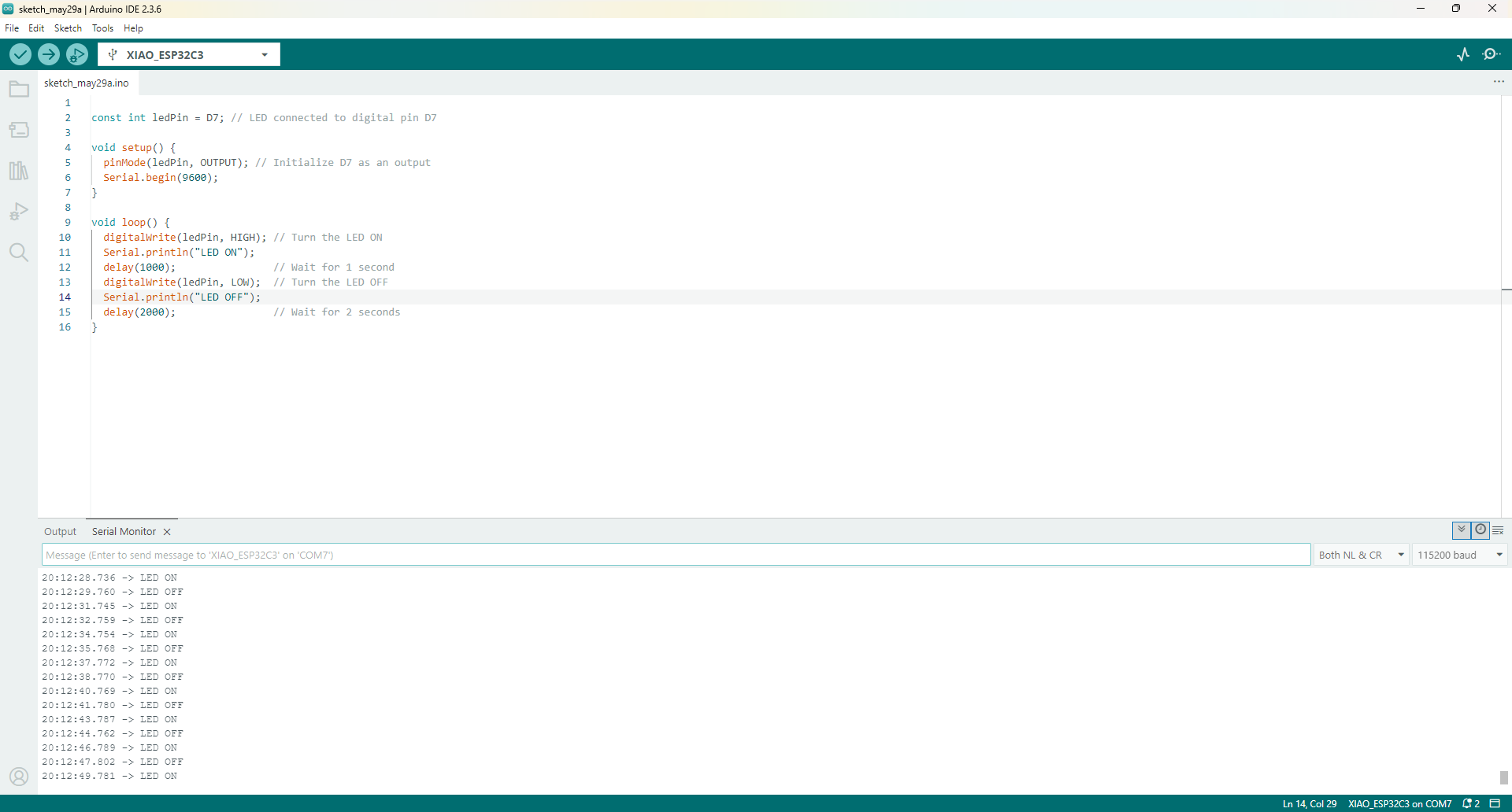 Programming output and serial monitor