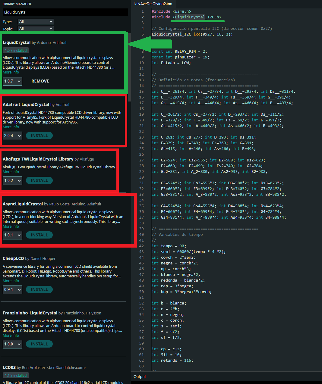 Multiple libraries installed in Arduino IDE