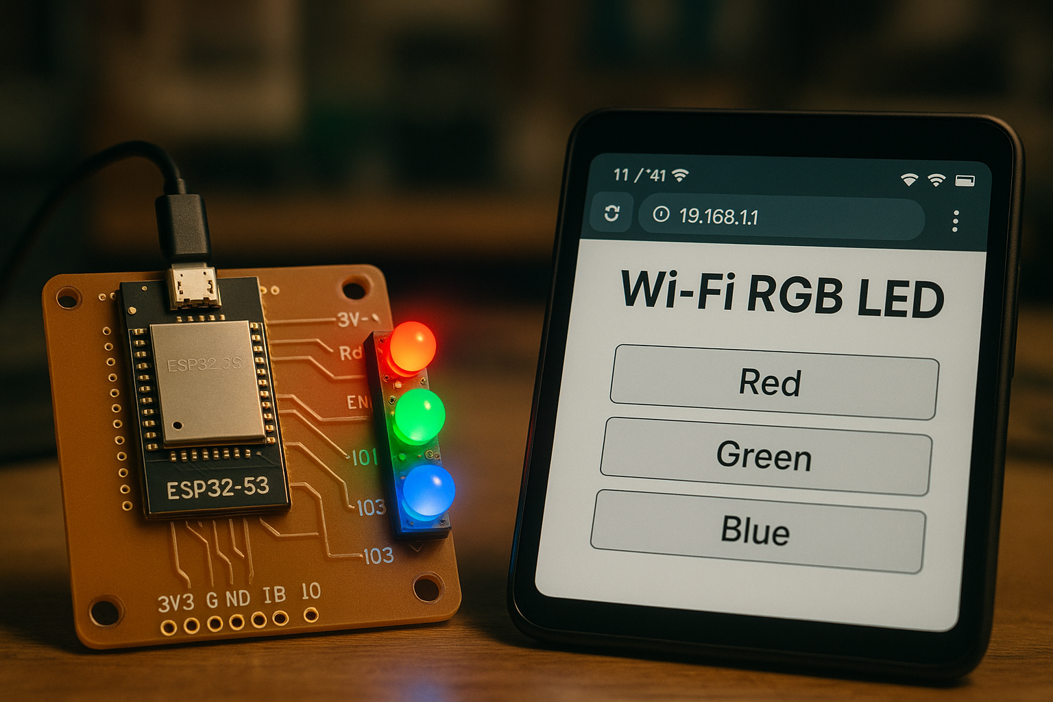 ESP32-S3 RGB LED controlled via AP Wi-Fi interface