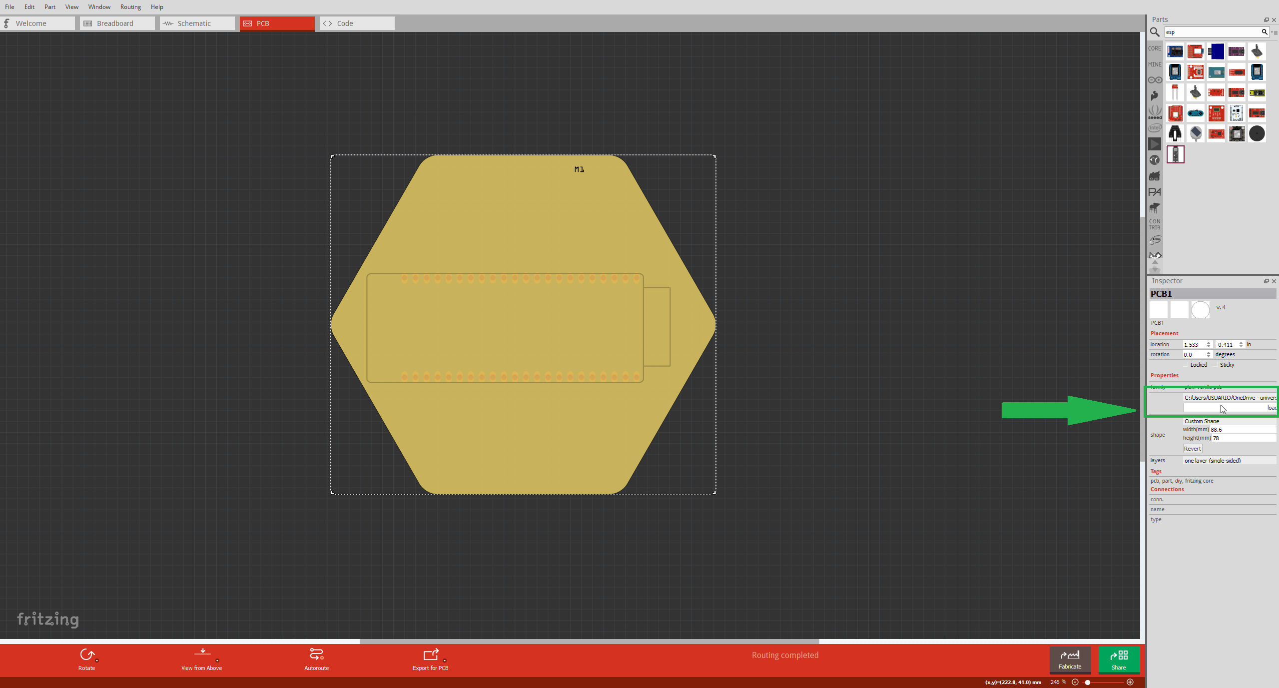 PCB Layout with Custom Hexagon Shape