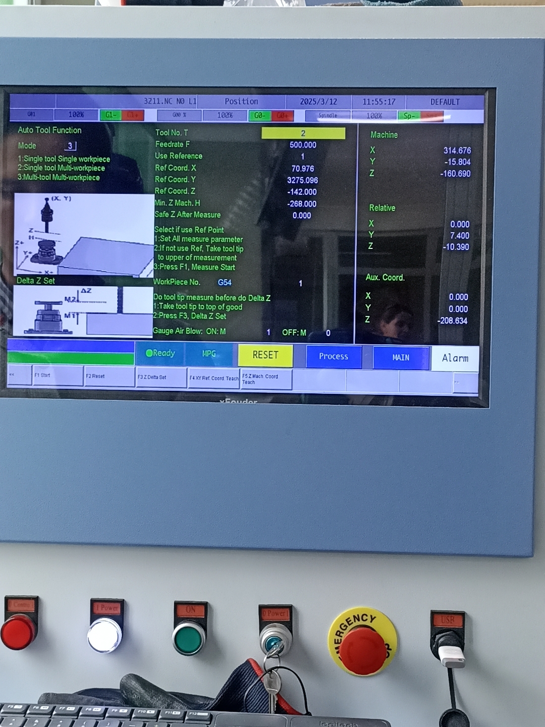 Z-axis height being defined with touch plate