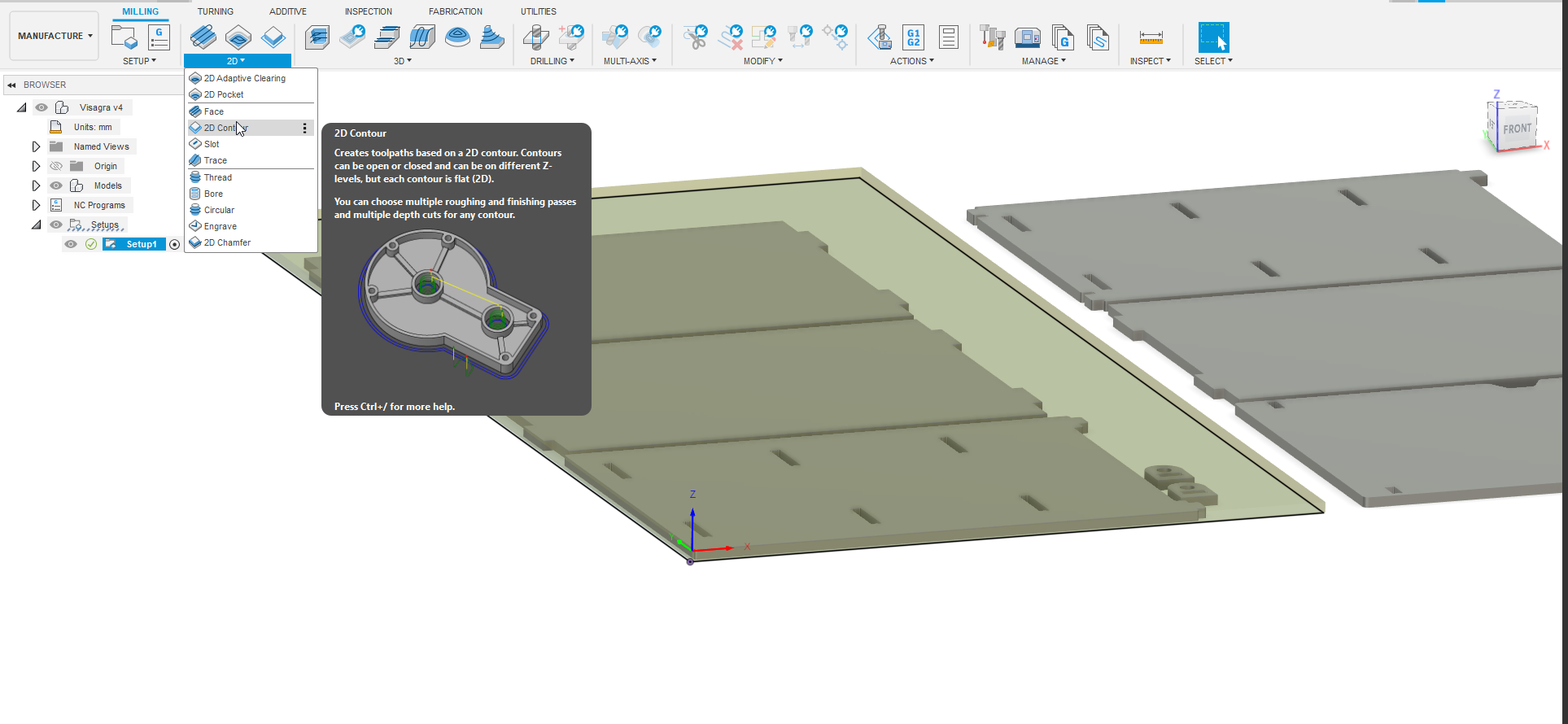 2D Contour operation in Fusion 360
