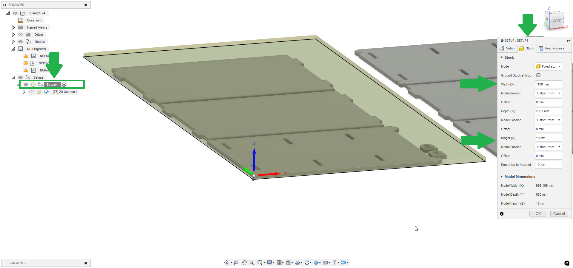 Fusion 360 Stock Setup panel