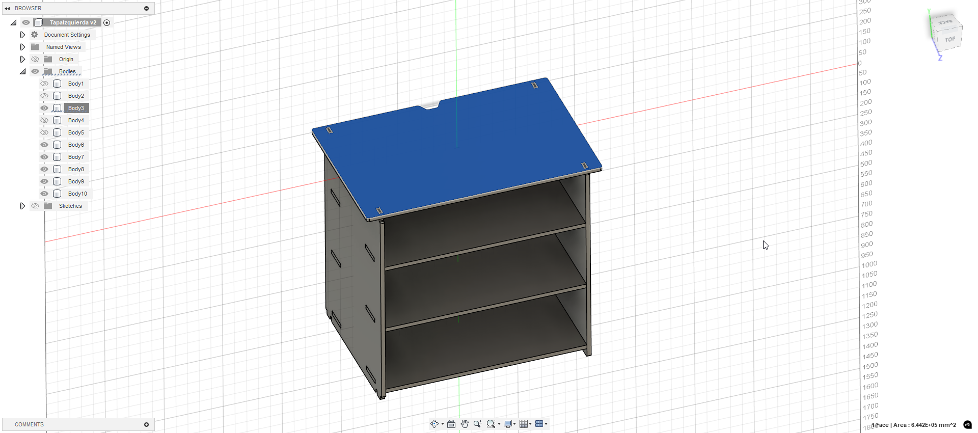 Top panel placed