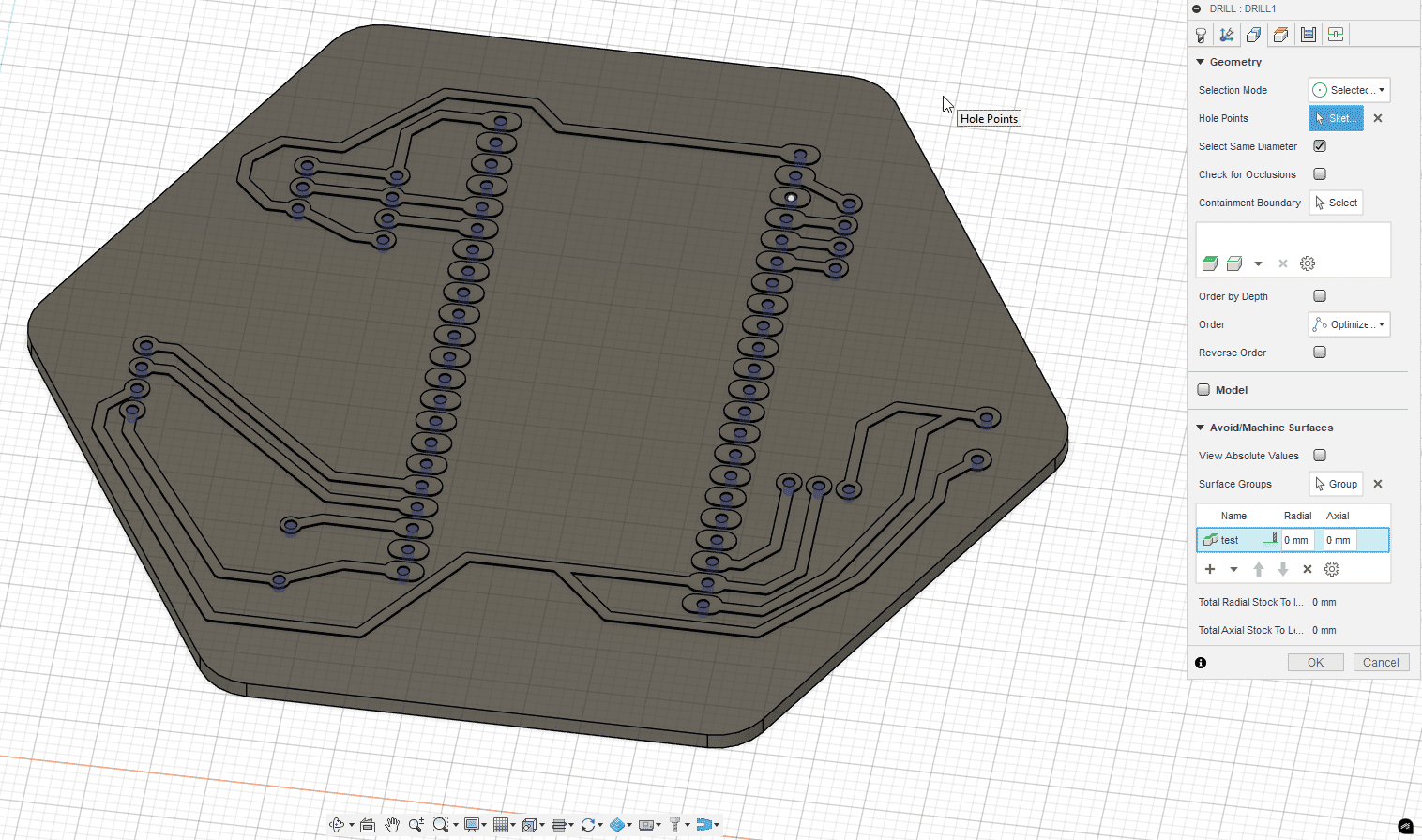 Holes selected manually