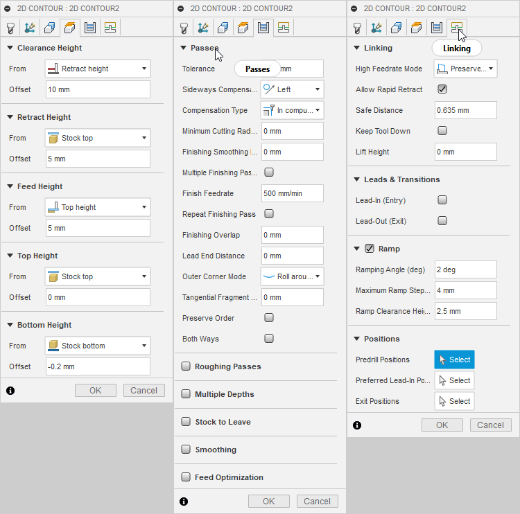 Cut settings for final pass