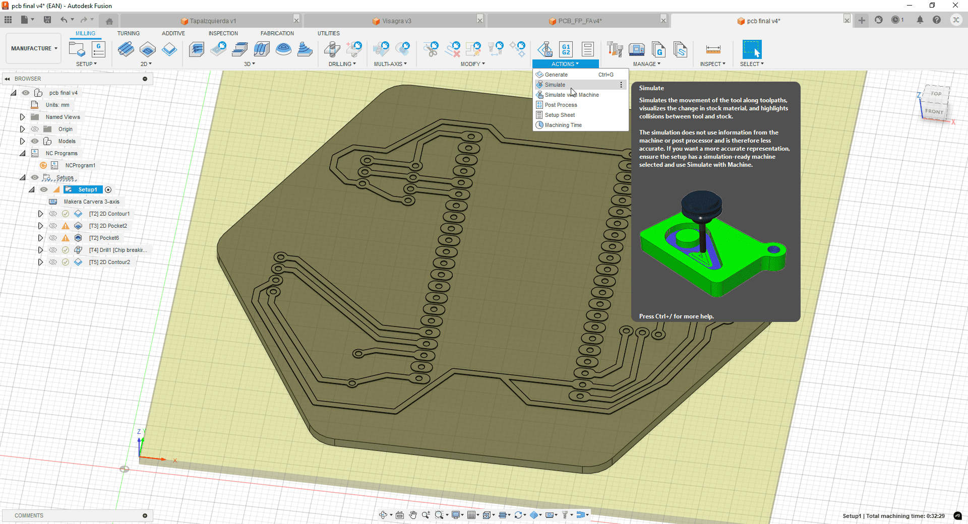 Simulation view in Fusion 360