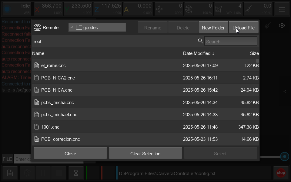 Loading G-code into Carvera Controller