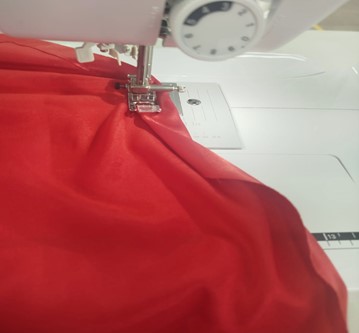 Starting to sew the hem