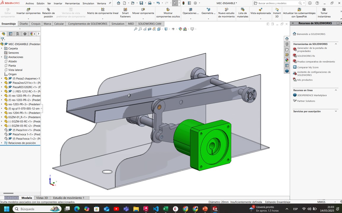 Assembly with motor