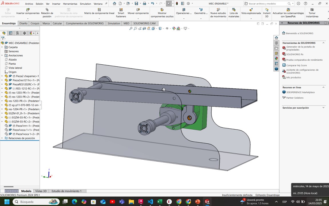 Rear view of mechanism