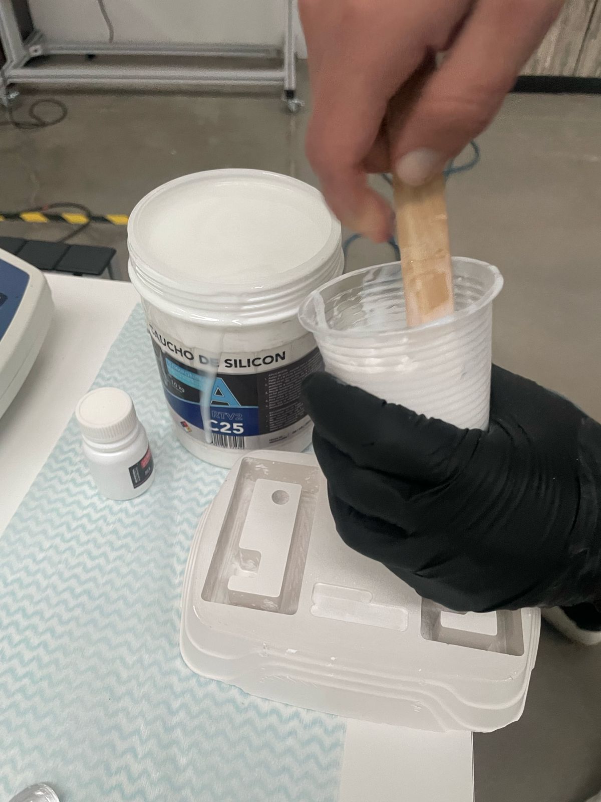 Silicone casting in progress