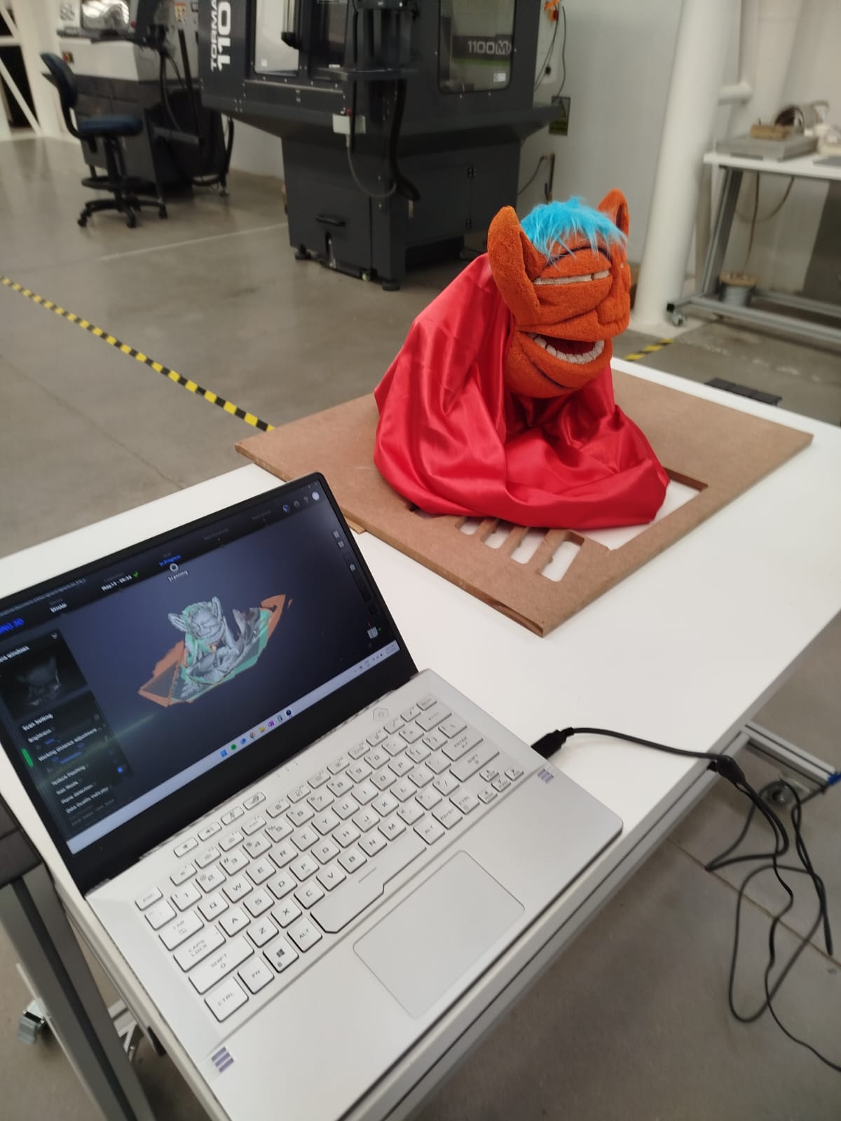 Puppet prepared for scanning