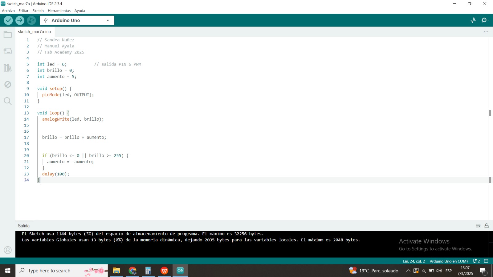 Arduino Code Screenshot