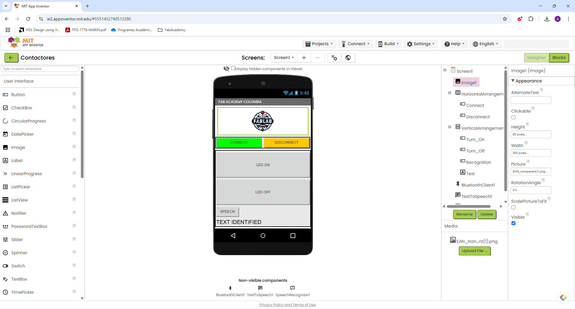 MIT App Inventor interface
