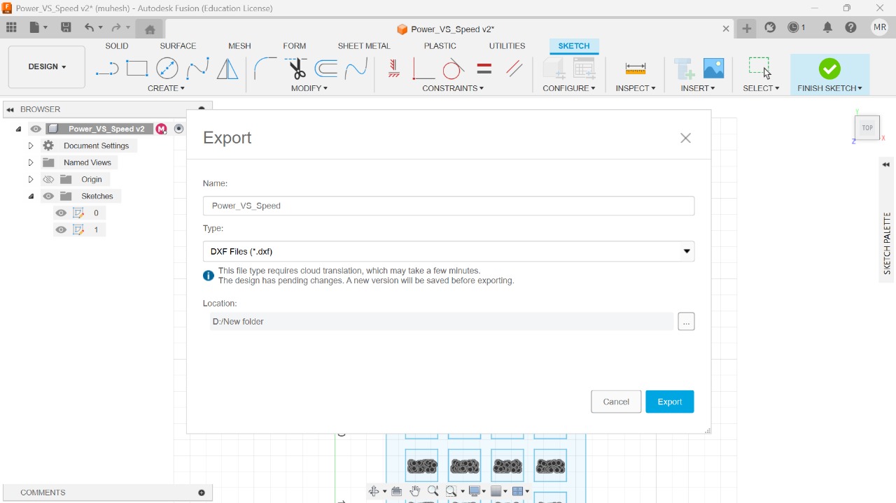 Fusion 360 DXF Export Image