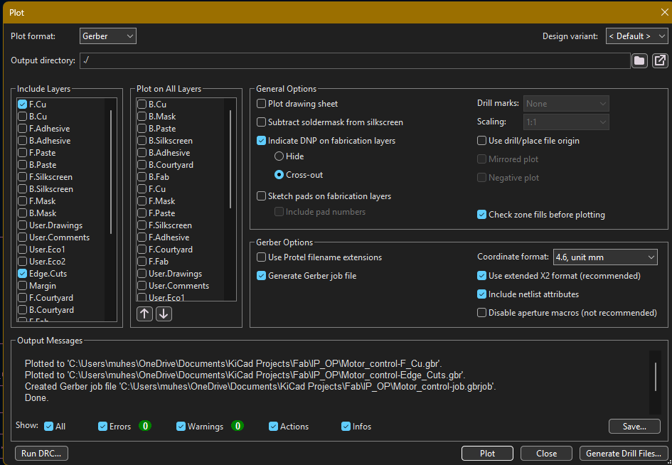 Gerber Plot Settings
