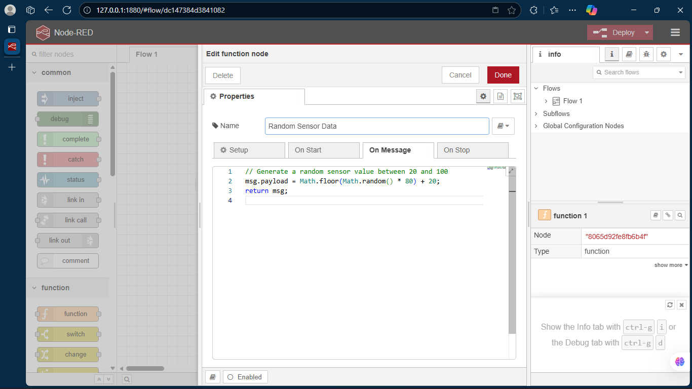 Node-RED Flow Workspace