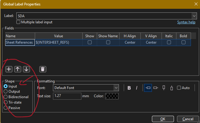 Global Label Properties