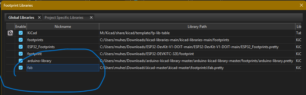 Installed Footprint Library