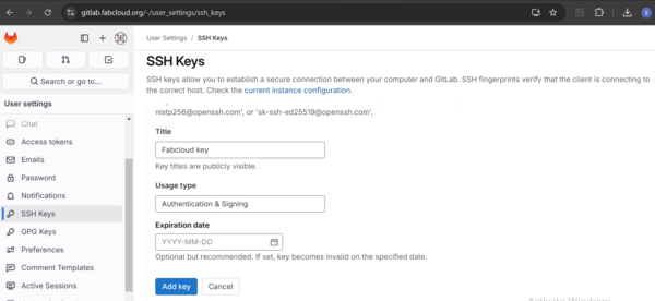 Adding SSH key to GitLab