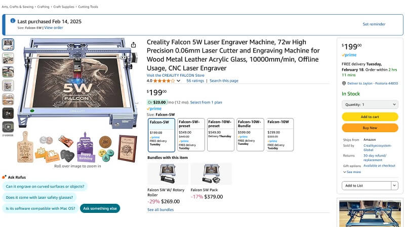 Creality laser cutter