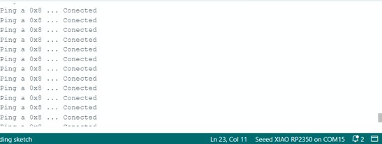 Serial monitor showing ACK from RP2040