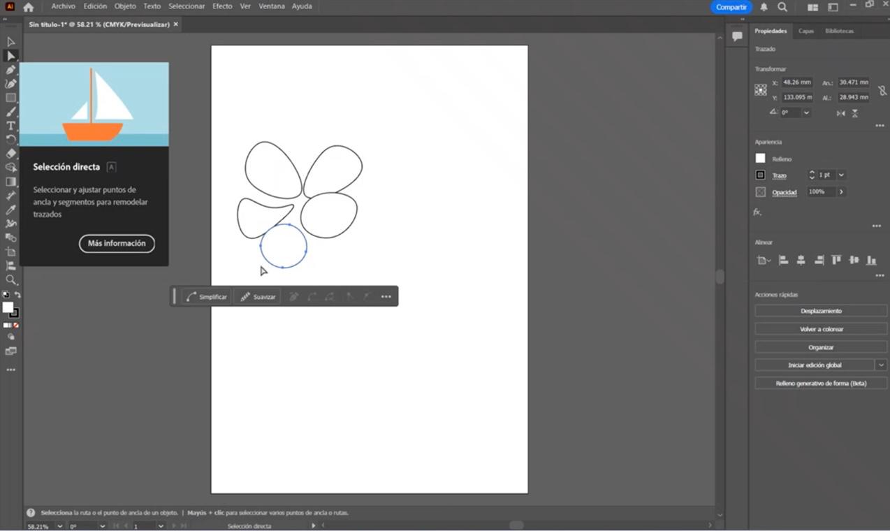 Direct selection tool in Adobe Illustrator