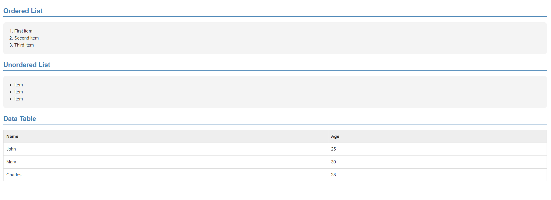 Example of CSS applied to HTML