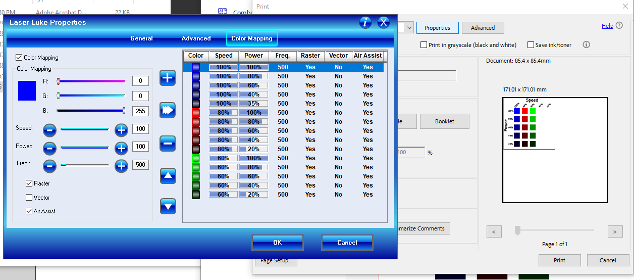 color mapping settings