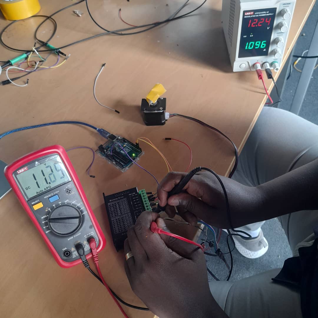 Our testing setup with the stepper motor