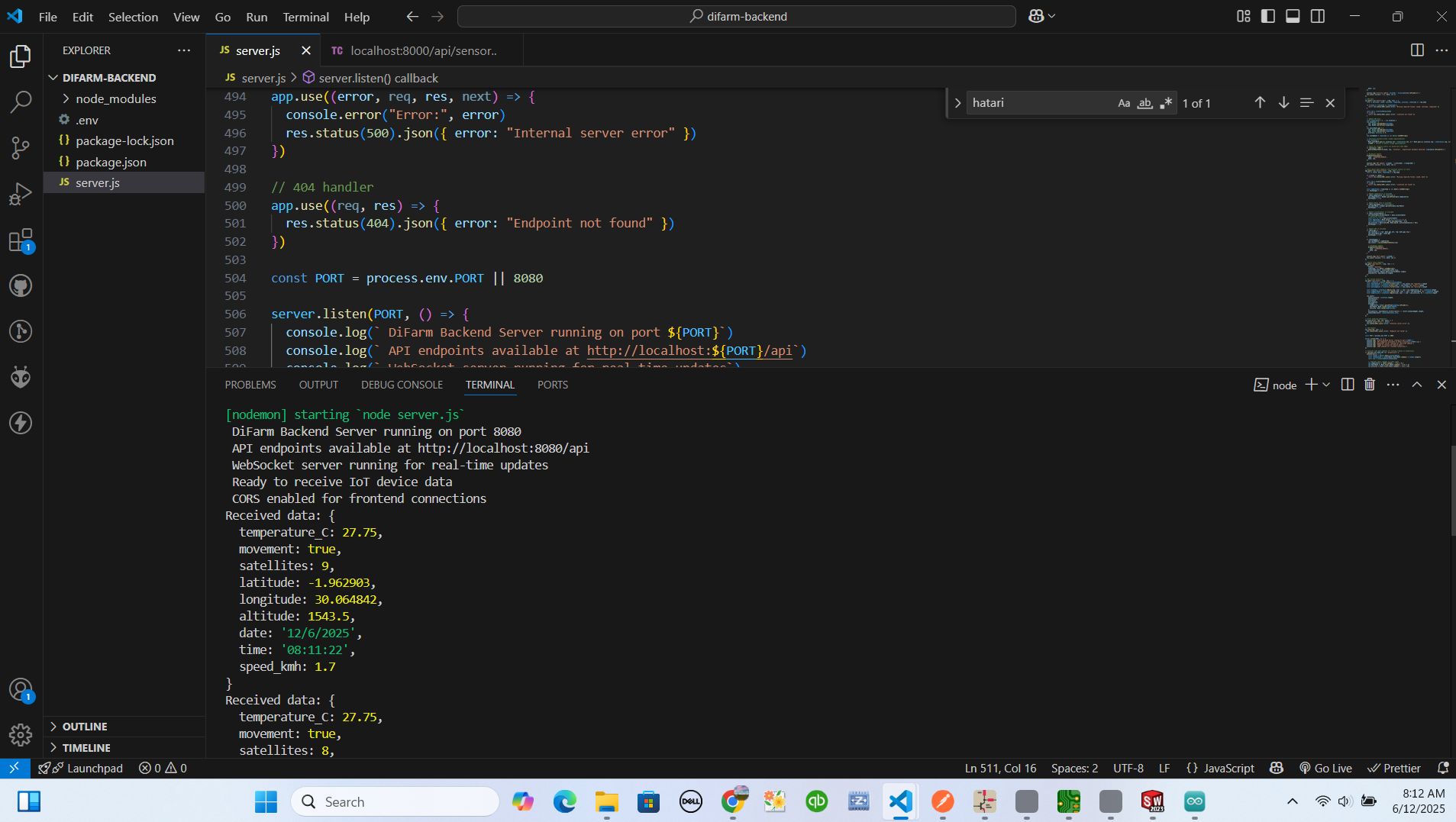Backend Code Screenshot