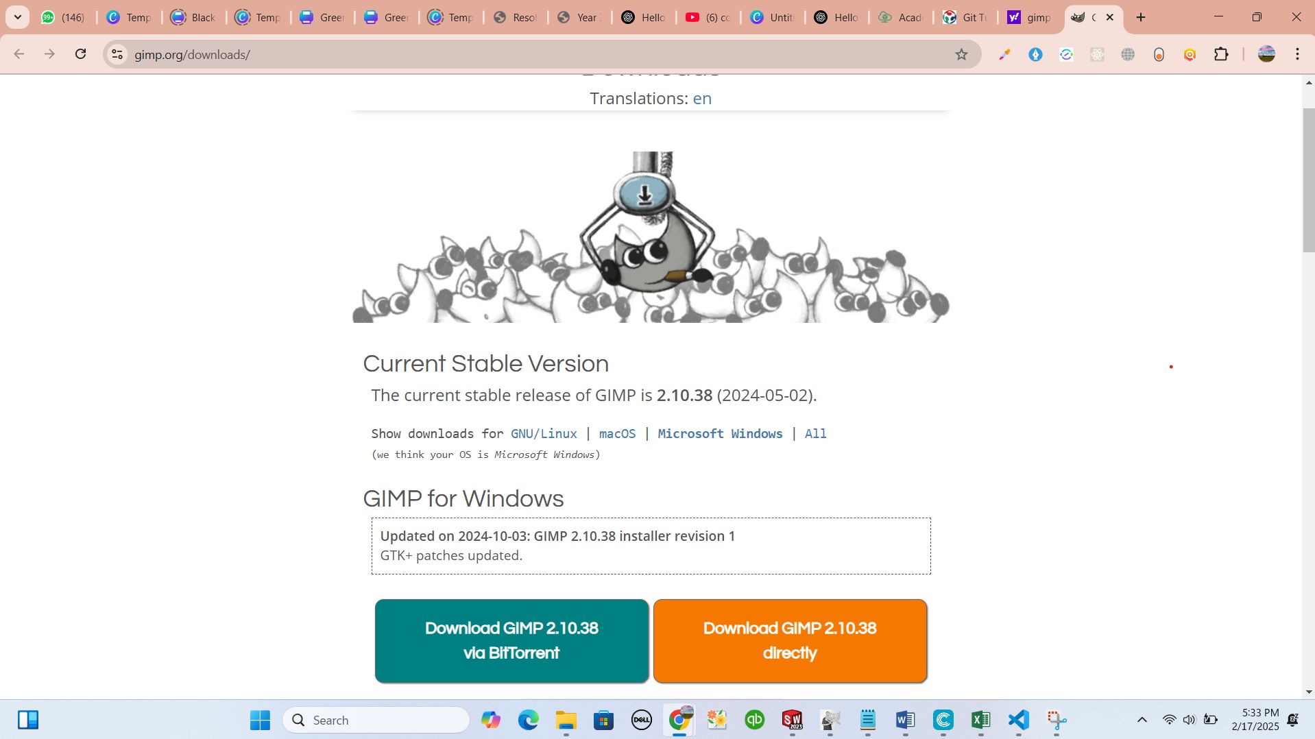 downloading gimp